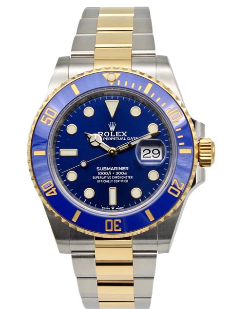 rolex submariner blue dial dual tone bracelet watch price|rolex submariner 126613lb for sale.